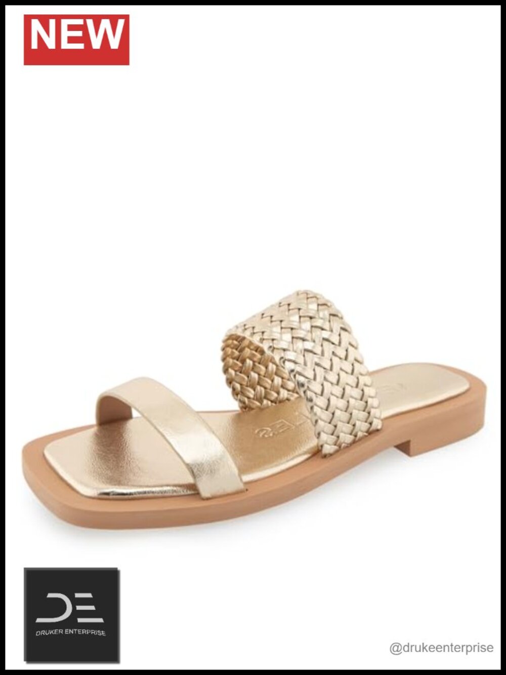 Genuine Leather Slip-On Sandals Low Heel Diamond Pod Outsole